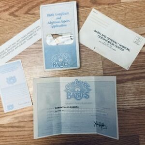 Cabbage Patch Kids Birth Certificate and Adoption Papers